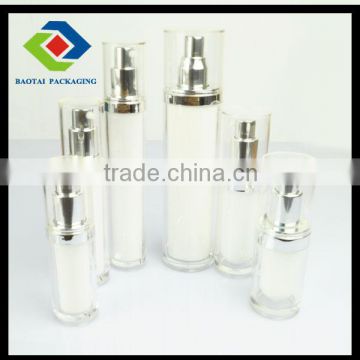 2014 new design 15ml transparent pmma round lotion bottle with pump for sale