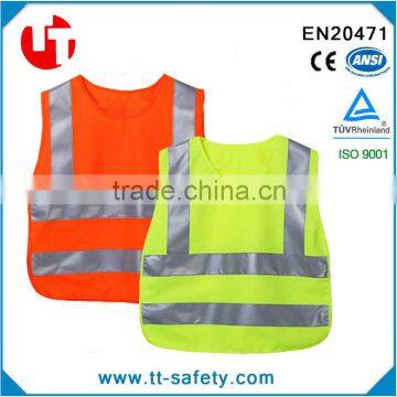 EN1150 polyester high visibility reflective custom kids/child safety vest apparel