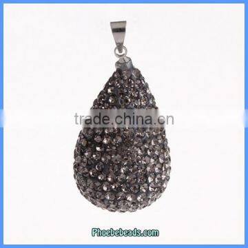 Wholesale Pave Rhinestone Water Drop Shape Charm Beads For DIY Making Jewelry CPP-WD01J