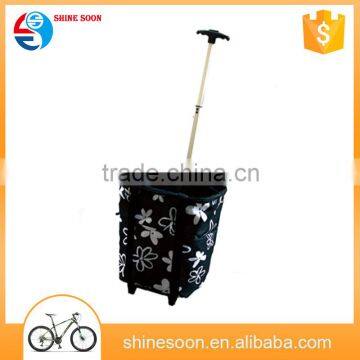 bicycle basket with black fabric and black wheels/luggage carrier fabric bike basket