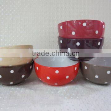 Keylink high quality 13cm ceramic bowl with dot design