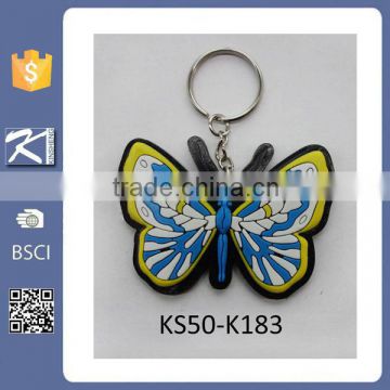 Butterfly shaped rubber keyrings wholesale