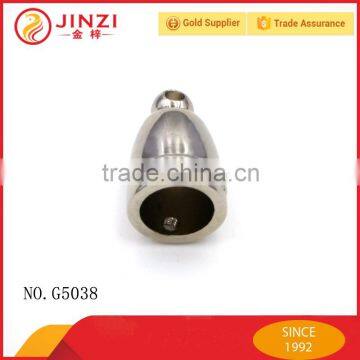 Shiny silver nickel color metal cord end for bags