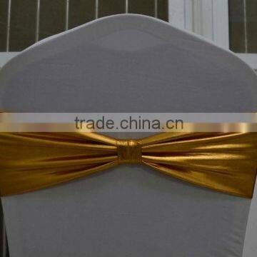 Gold metallic spandex sash with bow for sales