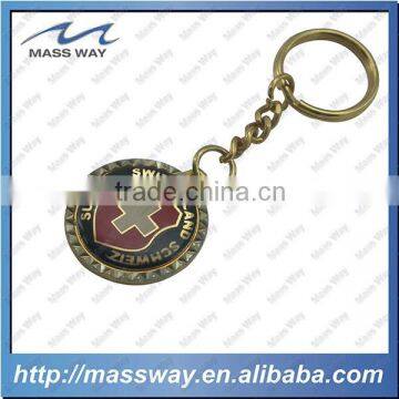 customized enamel 3D round metal red cross keychain