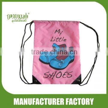 Drawstring bag with shoes printed