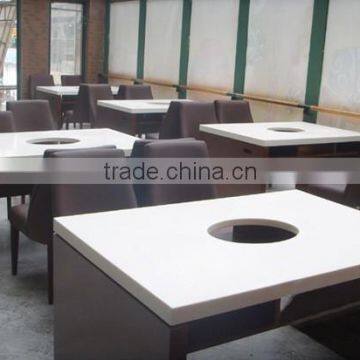 Artificial stone red dining table for resturant