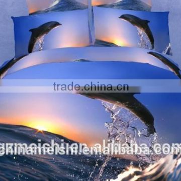 latest design 3D ocean scenery printed bed linens