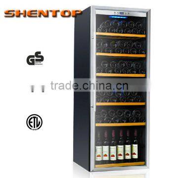 120-bottle fridge for wine shop with steel handle with dual zone STH-S126