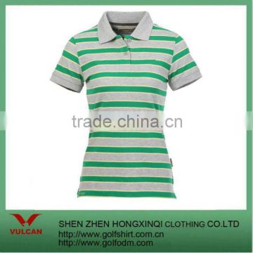 Cotton green gray stripe Short Sleeves Unisex polo Shirt