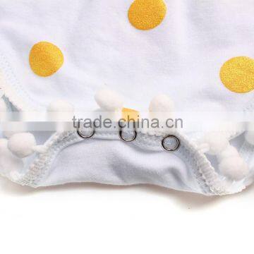 Plain White Baby Rompers White and Yellow Spot Rompers Baby Girls Rompers Jumpsuits photo-5