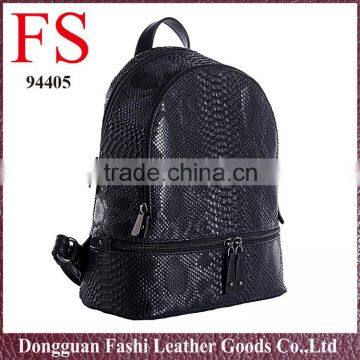 Fashionable Custom Leather Bag Hot Selling Black Snakeskin pu Backpacks photo-4