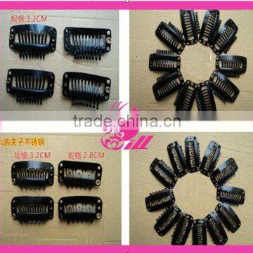 wholesale snap clips 9 teeths black clips hair extension snap clips