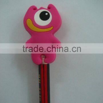 good market fancy cartoon character shape rubber pencil with topper