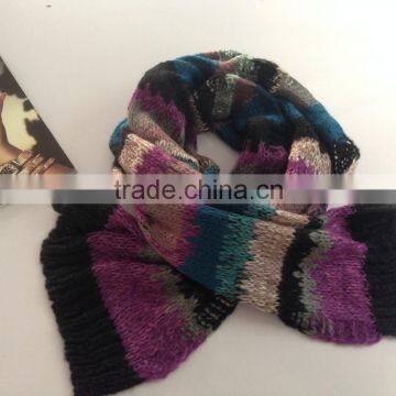 Vintage Tweed Design Multi-Color Mohair & Wool Scarf Made In China