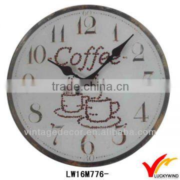 number coffee theme antique 24 hour wall clock