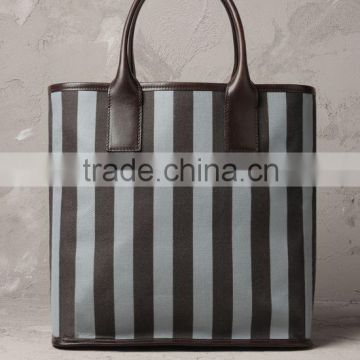 STRIPED canvas FABRIC shopping bags / shopper tote