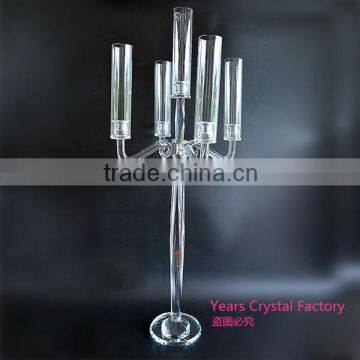 Glass Votive Candelabra for Wedding Crystal Candelabra Centerpieces With Cylinder Hurricanes 5 Arms photo-3
