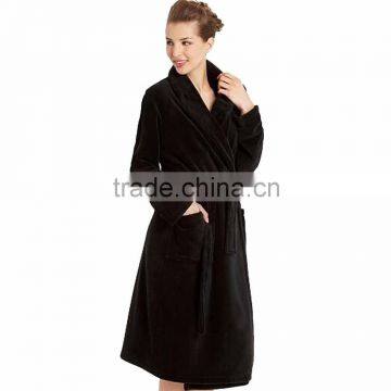 latest dress designs ladies' long sleeve pajamas 100% polyester coral fleece bathrobe wholesale