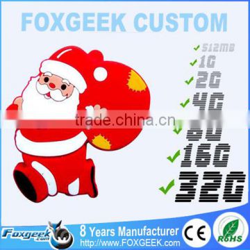 Wholesale Christmas Father Popular Cartoon Character USB USB Flash Drive ,Custom Memory Stick Free Logo Mock Up