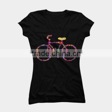 Custom Design Print T-Shirt Women Round Neck Short Sleeve Black T-Shirts Printing