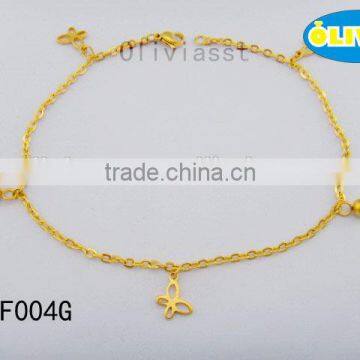 Olivia Jewelry Trendy Women's Stainless Steel Elegant Butterfly Charm Anklets in Gold