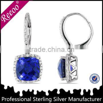 Natural gemstone earring, sapphire cubic zirconia USA design earring