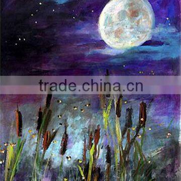 Moon night scenery modern handmade watercolor paper