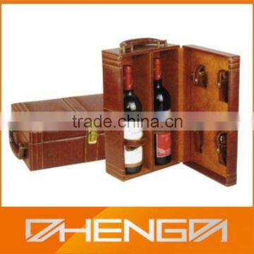 Best Sell factory customized leather wine box brown color (ZDS-F379)