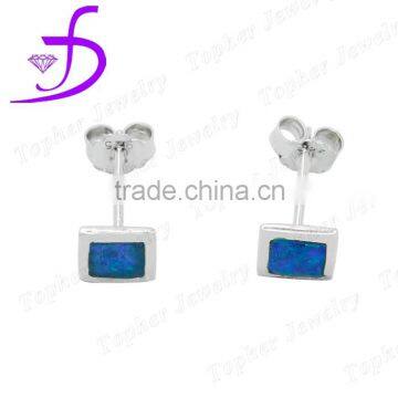 2016 orthogon shaped earrings design simple stud earrings with opal