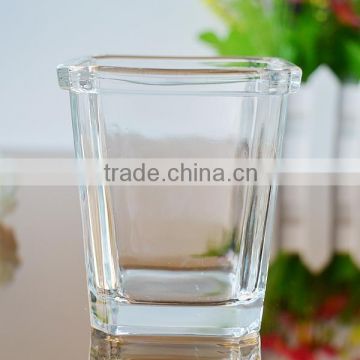 Wholesale square shaped glass flower vase glass container