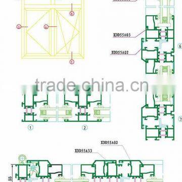 55A serises thermal insulated aluminum profile for window