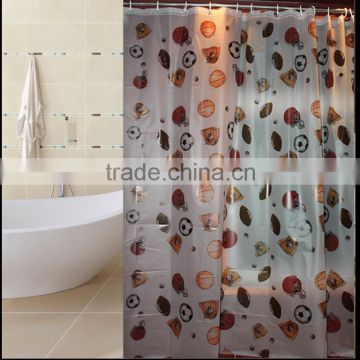 2014 new semi-transparent Printed ball design PEVA shower curtains