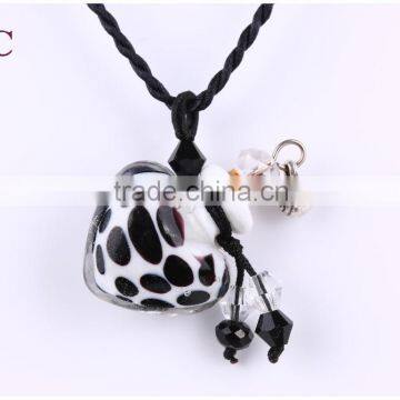 Leopard grain Peach Heart Shape Aromatherapy Essential Oil Necklace Wholesale