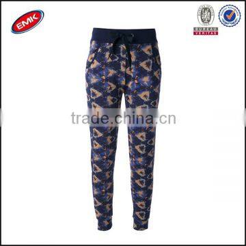 2014 funky allover printed close fitting pencil pants with side pockets for female