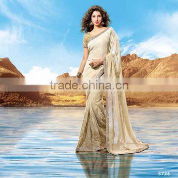 Off White Georgette Bollywood Sarees