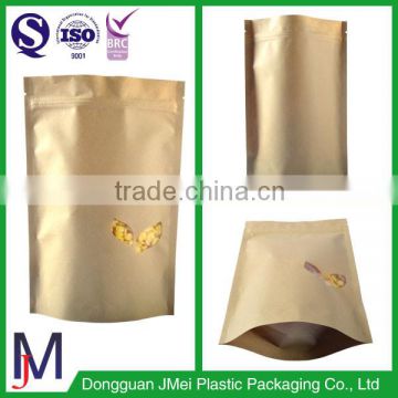 Stand up bag tear notch bag with window kraft paper pouch