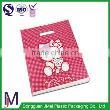 custom High quality safe PE die cut plastic shopping bag for promotion