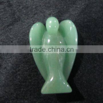 Cute Aventurine Quartz Stone Angel Pendant Chain Necklace Fashion Jewelry