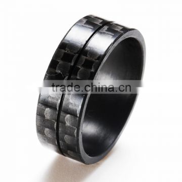 Wholesale men's pure carbon fiber engagement ring