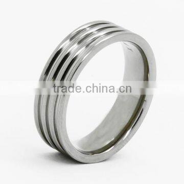 Men's Titanium Grooved Ring With Sand Stone Finish photo-3
