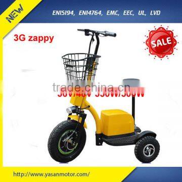 zappy brushless electric motor factory price 2015 China three wheel handicapped mobility scooter