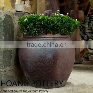 Vietnam Dark Clay Flower Pot - Garden Pottery