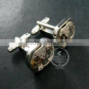 15x18mm Vintage Style Steam Punk Watch Movement Core Rhodium,metal Gun Black Fashion Cuff Links 6600067