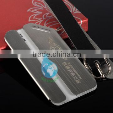 2014 metal luggage tag with leather strap