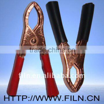 75mm 30A copper plating alligator clips with red black colors