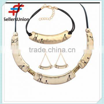 No.1 Yiwu Exporting Commission Agent Wanted pu Black Long Chain Necklace/earrings/bracelet Jewelery Set photo-6