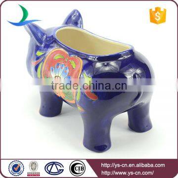 YSfp0004 Little Colorful Hand Print Ceramic Pig Flower Pot for Home photo-2