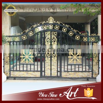 customized metal iron gate with golden paint