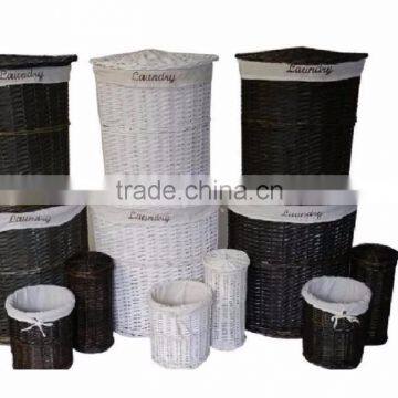 White Brown Olive Wicker Corner Laundry Basket Bin Bathromm Bedroom Storage
